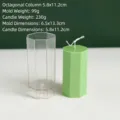 Detalles de dimensiones y pesos del molde para velas octagonal y la vela terminada - 5.8x11.2cm (Tamaño Final)