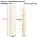 Spiral lace pillar candle silicone mold with weight and dimension specifications - Spiral Lace Stick Candle Style