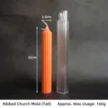 Ribbed church candle mold 25cm high for DIY aromatherapy wax making decorative tool - 25cm x 3.5cm