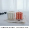 Silicone bubble cube candle mold for DIY crafts with 140g wax capacity and 6cm dimensions - Large Magic Cube (Thick)