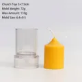 Detail showing transparent church head cylinder candle mold and a finished yellow candle - Church Top (5x7.5cm) / 5x7.5cm