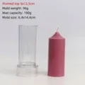 Close-up detail of the cylindrical church top candle mold and finished purple wax candle - Church Top (5x12.5cm) / 5x12.5cm