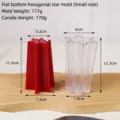 Comprehensive dimension guide for hexagonal star candle mold and finished red wax candle - Small Hexagonal Star