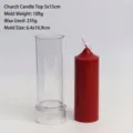 Professional transparent acrylic candle mold shown with a finished red pillar candle - Church Top (5x15cm) / 5x15cm