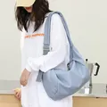 Minimalist light blue soft PU leather dumpling hobo bag with pleated fashion detail - Blue