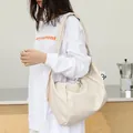 Bolso de hombro vintage de cuero PU suave blanco crema con detalles plisados para mujer - Blanco Roto
