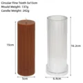 Detailed technical dimensions and weights for cylindrical ribbed acrylic DIY candle mold - Round Fine Ribbed 5*15cm