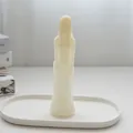 Elegant artistic cream white female body shaped decorative candle placed on white ceramic tray - Female Body / White