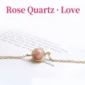 Minimalist gold chain bracelet featuring a round pink quartz stone pendant for women - Rose Quartz Bracelet (Gold Plated)