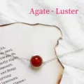 Elegant minimalist silver chain bracelet with a polished round red agate gemstone - Red Agate Bracelet (White Gold Plated)