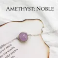 Minimalist silver chain bracelet featuring a round purple amethyst stone variant - Amethyst Bracelet (White Gold Plated)