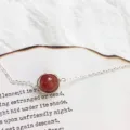 Minimalist silver chain bracelet featuring a round strawberry quartz gemstone bead - Strawberry Quartz Bracelet (White Gold Plated)