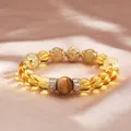 Elegante pulsera de cristal de cuarzo rutilado dorado y citrino para mujer, variante SKU - Estilo A (Cuarzo Rutilado 5A)