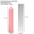 Detailed dimensions of the tall ribbed dome candle mold and finished candle measurements - High Vertical Fluted Dome