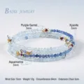 Gemini zodiac multi-layer crystal bracelet featuring aquamarine, kyanite and garnet beads - Gemini / Circumference 64cm (Includes 5cm Extension)