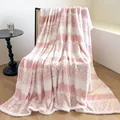 Soft pink and white striped fluffy fleece blanket for cozy home decor and comfortable nap - 100x150cm / Pink