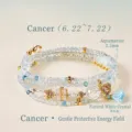 Multilayer light blue aquamarine and clear quartz bead bracelet for Cancer zodiac - Cancer / Circumference 65cm (Includes 5cm Extension)
