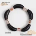 Handgefertigtes Ebenholz Armband mit natürlichen Black Gold Super Seven Kristallperlen - Schwarzgold Super 7 Kristall Stil / Blütenblattförmiges Ebenholz Armband