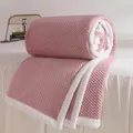 Manta gruesa rosa con diseño de rejilla de piña y borde blanco suave para cama - 70*100 (Aprox. 0,350kg) / Rosa empolvado