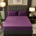 Luxury purple crystal velvet fitted sheet set including two matching pillowcases - 90x200cm / Violet
