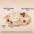 Taurus zodiac crystal bead bracelet with natural sandalwood and citrine stone charms - Taurus / Circumference 63cm (Includes 5cm Extension)
