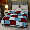 Manta de franela a cuadros suave en rojo y azul para la cama o para la oficina - 70x100cm / Cuadros Rojo y Azul