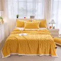 Cozy yellow thickened milk velvet blanket with diamond textured pattern for home decor - 70*100CM / Turmeric