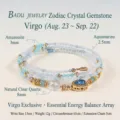 Virgo zodiac natural crystal wrap bracelet featuring amazonite, aquamarine, and quartz - Virgo / Circumference 65cm (Includes 5cm Extension)