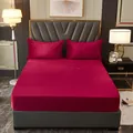 Premium soft wine red crystal velvet fitted sheet set with matching pillowcases - 90x200cm / Burgundy
