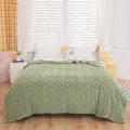 Weiche und gemütliche salbeigrüne Fleece-Kuscheldecke mit Zopfmuster für das Bett - 70*100 / Teegrün