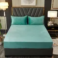 Premium turquoise crystal velvet fitted sheet set including two matching pillowcases - 90x200cm / Teal