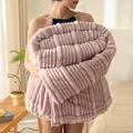 Luxurious soft pink ribbed flannel plush blanket for cozy office naps and home comfort - 70x100cm Gift Blanket / Dusty Pink
