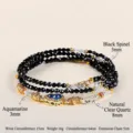 Handmade Capricorn constellation crystal gemstone bracelet with black spinel and natural stones - Capricorn / Circumference 64cm (Includes 5cm Extension)