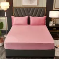 Luxurious soft pink crystal velvet fitted sheet set including two matching pillowcases. - Pillowcase Pair / 48x74cm / Dusty Pink