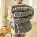 Thick grey ribbed flannel blanket perfect for office napping or as a cozy sofa throw - 70x100cm Gift Blanket / Premium Grey