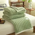 Soft green milk velvet plush blanket with white border for office nap and home use. - 70*100 Gift Blanket / Fruit Green