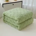Weiche hellgrüne Flanelldecke mit einem dekorativen kleinen quadratischen Gittermuster - Geschenkdecke / Obstgrün / 70*100