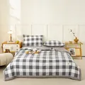 Comfortable grey and white checkered cotton summer quilt with matching pillowcases - 150*200cm / Gray Large Grid