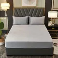 Premium grey crystal velvet fitted sheet and matching pillowcases set for bedding. - Pillowcase Pair / 48x74cm / Light Gray