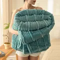 Soft teal blue flannel blanket with thick ribbed texture for office nap or home comfort - 70x100cm Gift Blanket / Lake Blue
