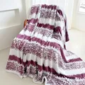 Plush purple and white striped cationic jacquard flannel blanket for cozy home decor - Purple