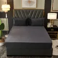 Premium dark grey crystal velvet fitted sheet set with thick plush flannel texture for winter - Pillowcase Pair / 48x74cm / Dark Gray