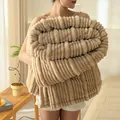 Cozy khaki ribbed fleece blanket with soft milk velvet texture for home or office nap - 70x100cm Gift Blanket / Classic Camel
