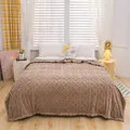 Cozy brown coral fleece blanket with embossed cable knit pattern for bed throw use - Box Only / Coffee