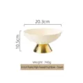8 inch modern cream yellow ceramic fruit bowl with golden ribbed pedestal base for decor - 8 Inch / 8 Inch Ribbed Fruit Bowl - Cream