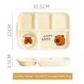 Premium cremegelbe 12-Zoll-Keramikplatte mit 5 Fächern und süßem Wasserschwein-Motiv - 5-Gitter Abendessen Teller / 12 Zoll (32.5x22x3.5cm) / Milchgelb
