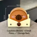 Lot de 6 assiettes à os en céramique Capybara marron avec support de rangement crème - Ensemble Capybara Marron / Assiettes Avec Support / Brun Caramel (Capybara)