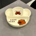 Assiette divisée en céramique pour enfants motif capybara jaune crème mignon - Assiette Divisée Patte de Chat Seule / Jaune lait