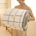 Παχιά καρό κουβέρτα από fleece γάλακτος, μαλακό και ζεστό ριχτάρι για άνετο σπίτι και ύπνο. - Σκιά - λευκό / 100*120
