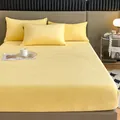 Soft yellow milk velvet fitted sheet three-piece set for winter warmth - Three-Piece Set / 2*2.2m / Bright yellow